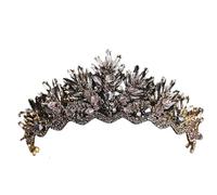 Wedding Crown Black Rhinestone Crystal Bridal Headdress Hair Accessories Tiara Handmade Gift para Bodas(Black)