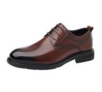 Wedding Dress Formal Shoes for Men Spanish Leather Lace-up Round Toe Non Slip Anti-Slip Rubber Sole Party Prom(Brown,44 EU)