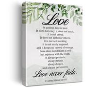 Wedding Gift Love is Patient Canvas Print 1 Corinthians 13 Bible Verse Wall Art Christian Scripture Decor for Couples Home and Bedroom(Framed,16x24inch(40x60cm))