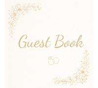 Wedding Guest Book Ivory & Gold - 100 Cream Pages - 8.5 x 8.5 Inch Square - Elegant Floral Wedding Guestbook - Keepsake Memory Book for Reception
