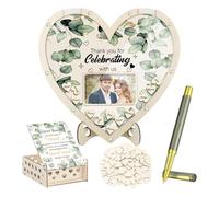 Wedding Guest Book, Romantic Heart Shaped Desk Sign, Wooden Centerpiece, Elegant Decorative Display, Personalized Message Board, Great for Bridal Shower, Reception, Home Decor
