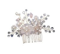 Wedding Hair Comb Leaf Flower Bridal Headpiece Gold Pearl Rhinestone Head Jewelry Accessories(Champagne)