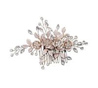 Wedding Hair Comb Leaf Flower Bridal Headpiece Gold Pearl Rhinestone Head Jewelry Accessories(Color1)