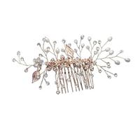 Wedding Hair Comb Leaf Flower Bridal Headpiece Gold Pearl Rhinestone Head Jewelry Accessories(PURPLE)