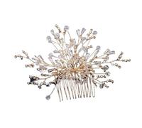 Wedding Hair Comb Leaf Flower Bridal Headpiece Gold Pearl Rhinestone Head Jewelry Accessories(Red)