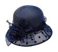 Wedding Hats for Women Elegant Flower Organza Veil Fascinators Hat Ladies Wide Brim Royal Ascot Sun Beach Hat Women's Cocktail Tea Party Bridal Church Cloche Funeral Bowler Hats Womens Race Derby Cap