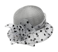 Wedding Hats for Women Elegant Flower Organza Veil Fascinators Hat Ladies Wide Brim Royal Ascot Sun Beach Hat Women's Cocktail Tea Party Bridal Church Cloche Funeral Bowler Hats Womens Race Derby Cap