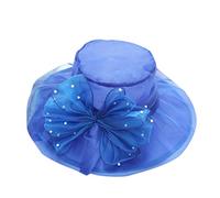 Wedding Hats for Women Elegant Flower Organza Veil Fascinators Hat Ladies Wide Brim Royal Ascot Sun Hat Women's Cocktail Tea Bridal Party Church Cloche Funeral Bowler Hats Race Derby Cap