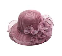 Wedding Hats for Women Flower Organza Sun Hat Elegant Ladies Wide Brim Royal Ascot Veil Fascinators Hat Church Cloche Bowler Hats Women's Cocktail Tea Party Race Derby Cap