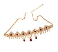 Wedding Head Piece Gold Color Hair Accessories for Women Wedding Rhinestone Hair Accessories for Bride Necklace para ocasiones especiales y festivales(RED)