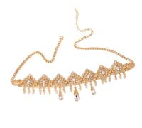 Wedding Head Piece Gold Color Hair Accessories for Women Wedding Rhinestone Hair Accessories for Bride Necklace para ocasiones especiales y festivales(WHITE)