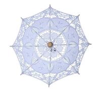 Wedding Lace Parasol Wedding Lace Umbrella Cotton Embroidery Bridal White Beige For Decoration(White)