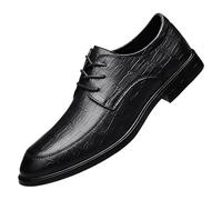 Wedding Oxford Shoes for Men French Leather Lace-up Pointed Toe Block Heel Anti-Slip Rubber Sole Slip Resistant Business Office Party(Noir,44.5 EU)