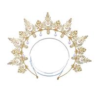 Wedding Pearl Hair Crown Head Chain With Tassel, Elegant Queen Headdress For Photography Bride Party, talla única, Madera de agar