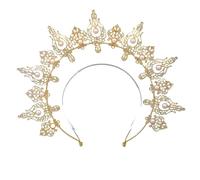 Wedding Pearl Hair Crown Head Chain With Tassel, Elegant Queen Headdress For Photography Bride Party, talla única, Madera de agar