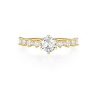 Wedding Ring Deko Gold Ringe für Damen 9K/14K Gelbgold Au375/Au585 6X6mm Runde Form Moissanit Vorsteckring für Frau Beliebt Schmuck Geschenk, 20, Oro amarillo de 14 quilates, Moissanita