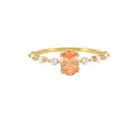 Wedding Ring Women Silver Hochzeit Ring Damen Gold 9K/14K Gelbgold Au375/Au585 Oval Form Zirkonia Vorsteckring für Schwester Modern Schmuck, 53 (16.9), Oro amarillo de 14 quilates, Zirconia cúbica
