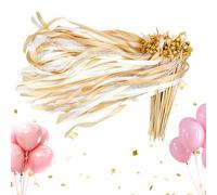Wedding Wands, 50 Pieces Fairy Sticks, Ribbon Wand Streamers with Bell, Elegant Party Prop, Ideal for Wedding Send-Off, Bridal Shower, Holiday Celebration, Indoor Outdoor Events, 30x60cm