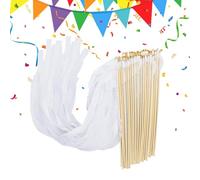Wedding Wands, 50 Pieces Fairy Sticks, Wand Streamers with Bells, Elegant Decorative Props, Lightweight Design for Wedding Send Off, Bridal Shower, Holiday Celebration, and Party