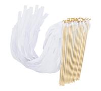 Wedding Wands, Ribbon Streamers, Party Celebration Sticks, Bell Decoration, Silk Ribbons with Handle, Wedding Send Off Holiday Event, 11.81 Inches, Brown White, 50 Pieces