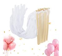 Wedding Wands with Bells, 50PCS Fairy Streamer Sticks, Ribbon Wand Decorations for Romantic Send-Offs, for Bridal Shower, Holiday, Celebration, Party, Ceremony, Festive Events