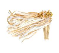 Wedding Wands with Bells, 50PCS Fairy Streamer Sticks, Ribbon Wand Decorations for Romantic Send-Offs, for Bridal Shower, Holiday, Celebration, Party, Ceremony, Festive Events