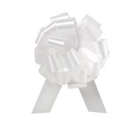 Wedding WHITE Pull String Bows - 8 Wide 20 Loops LARGE (2 & 1/2 ribbon) Set of 10 by Premium Quality Gift Wrap Paper