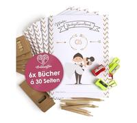 WeddingTree 6 libros para colorear de boda para niños, libro con lápices de colores y sacapuntas, regalos de boda