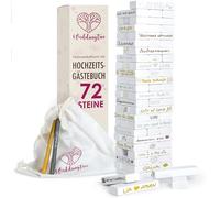 WeddingTree Libro de Firmas Bodas como Torre de Madera - con 72 Piedras, Bolsa de Almacenaje y 3 Rotuladores Metálicos - Libro Firmas Boda - Detalles para Bodas - Album para Firmas - Album Firmas Boda