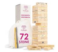 WeddingTree Libro de Firmas Bodas como Torre de Madera - con 72 Piedras, Bolsa de Almacenaje y 3 Rotuladores Metálicos - Libro Firmas Boda - Detalles para Bodas - Album para Firmas - Album Firmas Boda