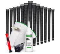 Wedge Guys Grips de Golf Azules Kit de Regripado de 13 Piezas - Empuñaduras de Terciopelo con Cinta Agarre y Disolvente 150 ml - Regalos para Golfistas - Accesorios de Golf - Negro Tamaño Estándar