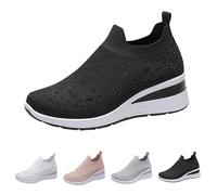 Wedge Trainers For Women Fashion Breathable Closed Toe Sandals For Women Slip On Sneakers Extra Wide Fit Athletic Walking Shoes Breathable Lightweight Sports Casual Ladies Platform Shoes
