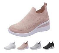 Wedge Trainers For Women Fashion Breathable Closed Toe Sandals For Women Slip On Sneakers Extra Wide Fit Athletic Walking Shoes Breathable Lightweight Sports Casual Ladies Platform Shoes