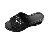 Wedges Sandalias de cuña para mujer, sandalias de cuña brillantes, sandalias de cuña peep toe, sandalias de tacón alto, sandalias de una sola correa, sandalias planas para exteriores, cómodas