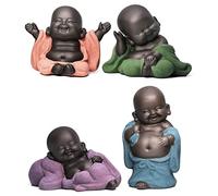 Wedhapy 4 estatuas de Buda Sonriente, Buda riendo, adorables Figuras, 4 pequeños Budas encantadores, el bebé más Lindo, Buda, Grandes Detalles, Adornos de Buda para Regalar, Adornos de Buda para el h