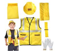 Wedhapy 6Pcs Construction Worker Costume Kids, Soft & Comfortable Toddler Construction Worker Costume, Lightweight Polyester Builder Kids, Carpenter Role Play Set for