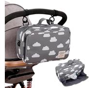 Wedhapy Bolso cambiador para cochecito 28x10x19 cm multibolsillos pequeño con asa de hombro y cierre de cremallera de poliéster impermeable ideal para padres primerizos.