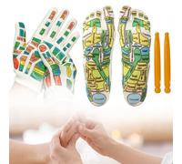 Wedhapy Calcetines De Reflexología Calcetines De Acupresión para Reflexología Podal, Guantes Y 2 Herramientas De Masaje para Calcetines De Masaje De Manos Y Pies Herramientas De Reflexología
