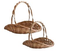 Wedhapy Cesta de Mimbre con asa 2pcs Cesta de jardín para recolectar Verduras Cesta de Mimbre Natural para Flores Cesta de Cosecha Tejida portátil Cesta Multiusos