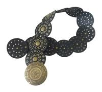 Wedhapy Cinturón Bohemio Ancho para Mujer 40 Pulgadas Negro círculo Vintage Punk Bohemio Cintura Gruesa de Cuero Occidental Estilo Vaquera Accesorios Vintage.