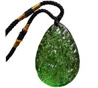 Wedhapy Collar de moldavita colgante de cristal de moldavita de forma irregular de vidrio verde con cordón para collar piedra energética de cristal en bruto con piedras preciosas checas