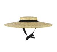 Wedhapy Sombrero de Paja de ala Ancha para Mujer Sombrero canotier de Paja para Mujer de Tejido Transpirable para Playa de Verano protección UV con Correa para la Barbilla y Forro Estilo