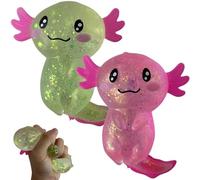 Wedhapy Stress Toys 2 Piezas Glitter Axolotl Squeeze Toys Adorable Axolotl Toy Relajante Sensorial Estrés Bola de Azúcar Elástico Fidget para Niños y Adultos Fiesta Cumpleaños