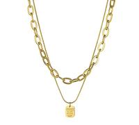 Wedity - Collar con colgante de letra de doble capa vintage, gargantilla ajustable para mujeres y niñas
