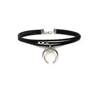 Wedity Collar con colgante de luna vintage de piel sintética ajustable para mujeres y niñas, talla única, Metal