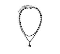 Wedity Collar de cruz negra collar de estrella en capas góticas collar de luna de Halloween joyas para mujeres y niñas (Negro D)