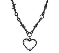 Wedity Collar de espina de amor con colgante en forma de corazón oscuro para mujeres y hombres, talla única, Metal