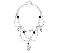 Wedity Collar gótico de perlas con cruz de cristal y estrellas, araña, serpiente, collar personalizado con colgante de hoja para Halloween, joyería para mujeres y niñas, talla única, Metal, No es una