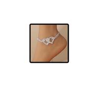 Wedity Cristal Corazón a Corazón Tobilleras Amor Corazón Tobilleras Pulseras Verano Playa Foot Accesorios Joyería para Mujeres Niñas, Talla única, Diamante de imitación Cristal