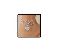 Wedity Cristal corazón a corazón tobillo amor corazón tobillo pulseras verano playa pie accesorios joyas para mujeres niñas, talla única